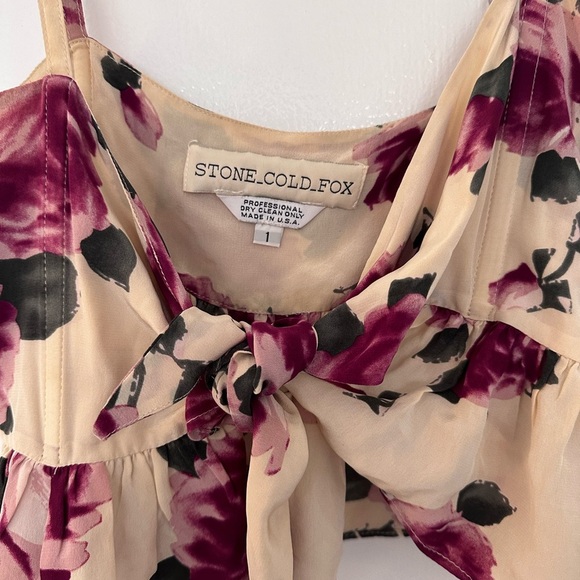 Stone Cold Fox 100% Silk Floral Crop Top - Picture 3 of 6
